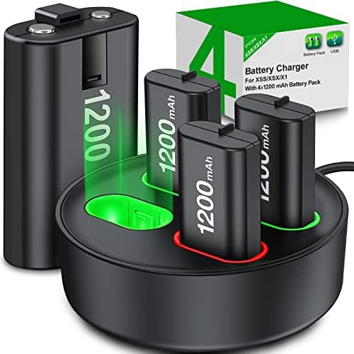 Полнач За Xbox Еден Контролер Батерија Пакет со 4 x 1200mAh USB Полнење Xbox Еден Батерија Полнач Станица За Xbox Серија X|S, Xbox Еден S/Еден X/Еден Елита Контролори-Додатоци Компле?