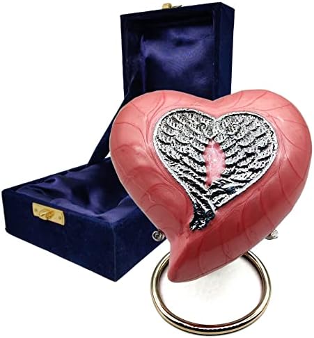 Кремирање на срцето Розова Урна За Човечка Пепел Возрасни | Погреб Декоративни Ангелски Крилја Урна За Жени И Мажи Внимателно Рачно Изработени