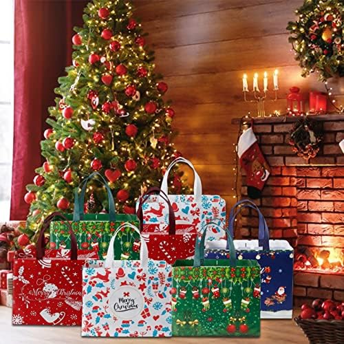 Божиќни Торби за Подароци 16 пакувања, Божиќни Торби За Торби Со Средна Големина Торби За Подароци Со Средна Големина Со Рачка, Неткаени Торби