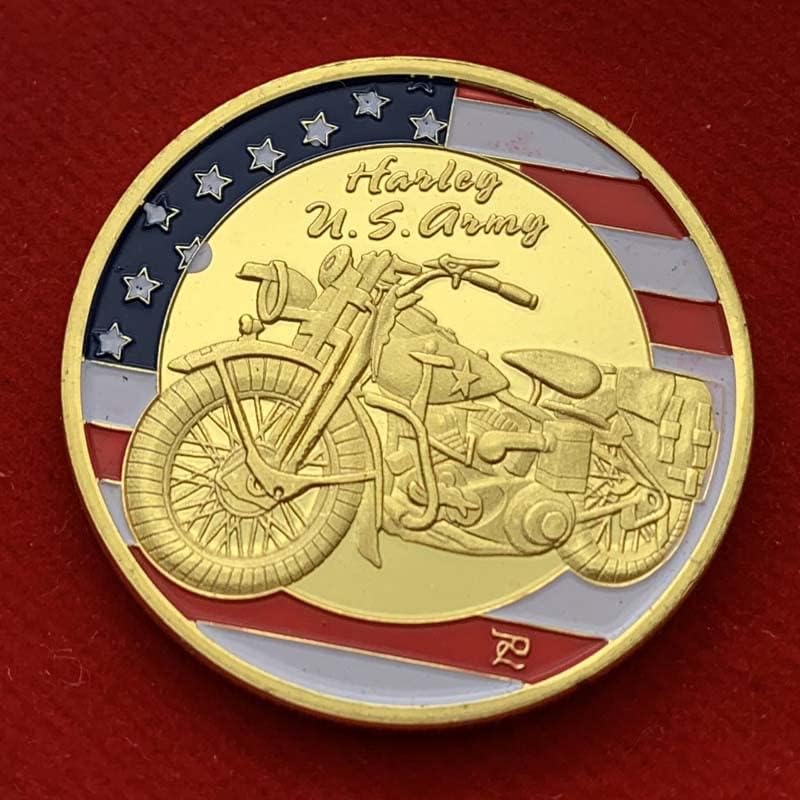 Американски Мотоцикл Петкратна Ѕвезда Позлатена Комеморативна Медал Колекција монета 30мм Занает Златник Монета Комеморативна Монета