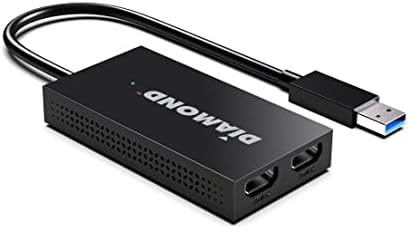 Diamond Multimedia UGA USB 3.0/2.0 Dual HDMI Ultra HD 4K/2K 3840 x 2160 USB тип A 3.0 и тип C 3.1 до HDMI видео графички адаптер, црна, BVU5500HS2