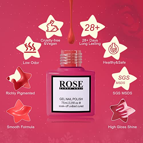Роуз Зира Роуз 8 парчиња - Црвен гел Полски за нокти - Колекција Крвава Марија Популарна треперлива црвена бургундска гел полски комплет подарок