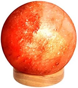 Амазон Основи Природни Хималајски Сол Светилка, Дрво База Со Затемнување Прекинувач-Сфера Форма, Кристално Розова