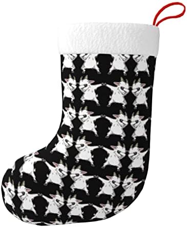 Божиќни чорапи на Аугенстер, симпатична дабинг бела коза, двострана камин што виси чорапи