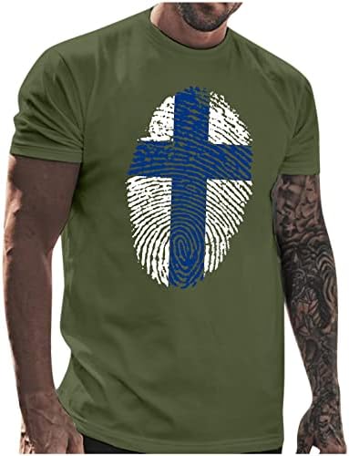 XXBR машки војник со кратки ракави маици летни отпечатоци од прсти Исус вкрстени печатени врвови за вежбање спортски основни тела