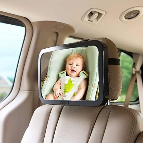 Огледало за бебешки автомобил Enovoe со крпа за чистење - Широко конвексно задно седиште Бебето огледало е расипано и прилагодливо - 360 Вртено задно свртување на седиш?