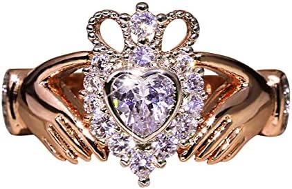 Ветувачки прстени за жени симулирани дијамантски свадбени бенд мода во форма на срцев облик цирконија прстен за накит подароци свадба прстен
