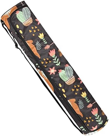 Alpaca Llama и Cactus Yoga Mat Bags Chalt-zip јога носат торба за жени мажи, вежбајте носач на јога мат со прилагодлива лента