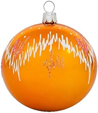 Гроздобер Божиќни украси - Орнаменти од ретро стаклено дрво - Балони од рака и насликани топки 2019 - големи, 3 инчи, мраз злато
