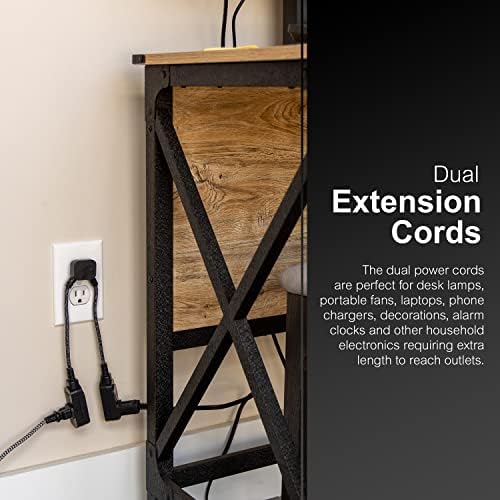 GE Home Electrical 10 Inches Twin Extension Cord Strip, 6 вкупни места, 10 инчи плетенка од кабел од секоја страна, раздвојување