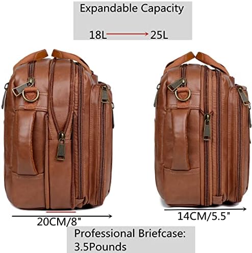 Кожен лаптоп ранец за ранец Хибриден 15,6 инчен лаптоп ранец за пешачење за пешачење за мажи за мажи BC-04