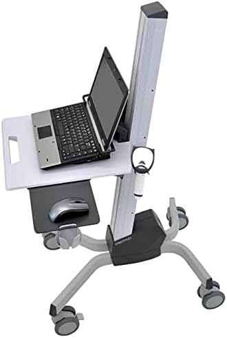 Ерготрон-Нео-Флекс тркалачки лаптоп количка, работна станица за мобилни стои-лаптоп, сива