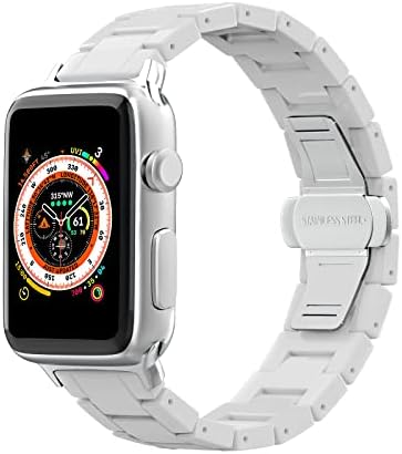 Aottom Компатибилен за Apple Watch Band 42mm 44mm 45mm Керамички Iwatch Band Жени Мажи Нерѓосувачки Челик Метал Пеперутка Брава Спорт