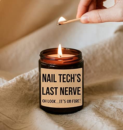 Техника за нокти Последна нервна свеќа - Персонализиран подарок за технологија за нокти - Смешен подарок за технологија за нокти - Подароци