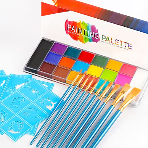 Комплет за боење на лицето Професионално уметничко сликарство палета на маслото сет со 20 бои базирани на вода 10 парчиња четки 4