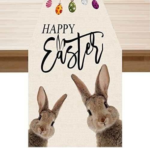 БОТБ ЛИХМ Велигденски тркач за зајаци зајаци зајаче 13x72inch кујна трпезариска маса за декорација за пролет во затворен простор