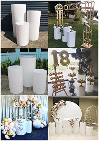 Brytly 3PCS тркалезен настан декор цилиндер пиедестал се залага за забави уметнички декор стојат свадба столбови бели за ситници цвеќиња свеќи