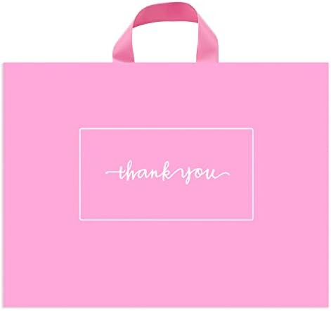 Sosfkim Ви благодариме на стоките за стоки 50 парчиња - 12x15in торби за купување за мали бизниси розови - дополнително дебели 2,76 милји мало пластични бутик торби со рачки