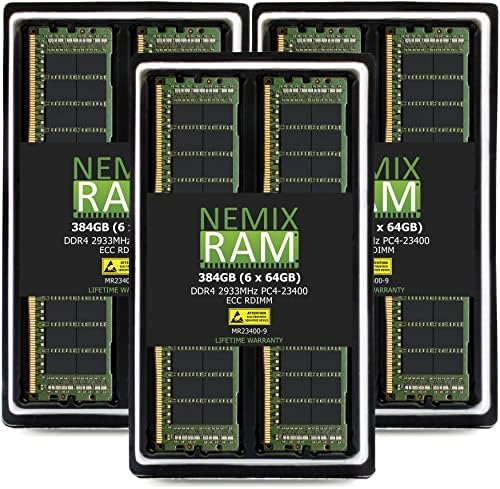 НЕМИКС RAM МЕМОРИЈА 384GB 6x64GB DDR4-2933 PC4-23400 2rx4 ECC Регистрирана Меморија На Серверот ОД НЕМИКС RAM МЕМОРИЈА