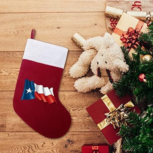 Тексас мавтајќи со знамето Божиќно порибување класично висечки украси бела манжетна торба за бонбони за украси за семејни празнични