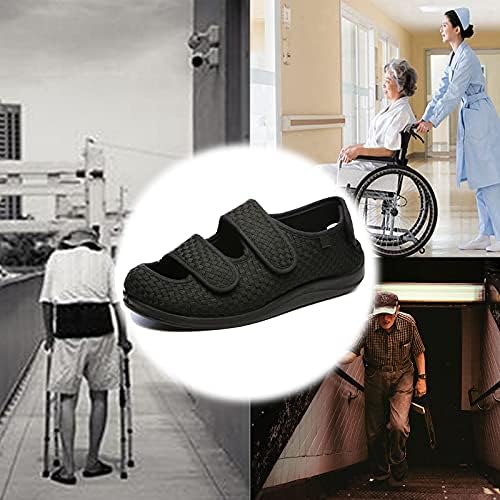 Дијабетични влечки GYCDWJH за мажи, прилагодливи дијабетични сандали за дишење удобни ортопедски обувки за стари лица или луѓе со