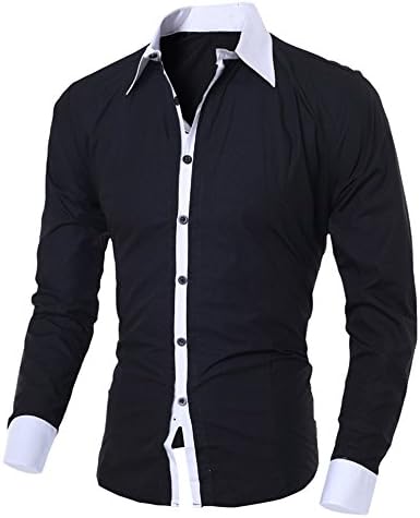 XXBR пролетни кошули за мажи, копчиња со долги ракави на врвовите на врвовите надолу, спуштете ја јаката тенок фит деловна необична кошула