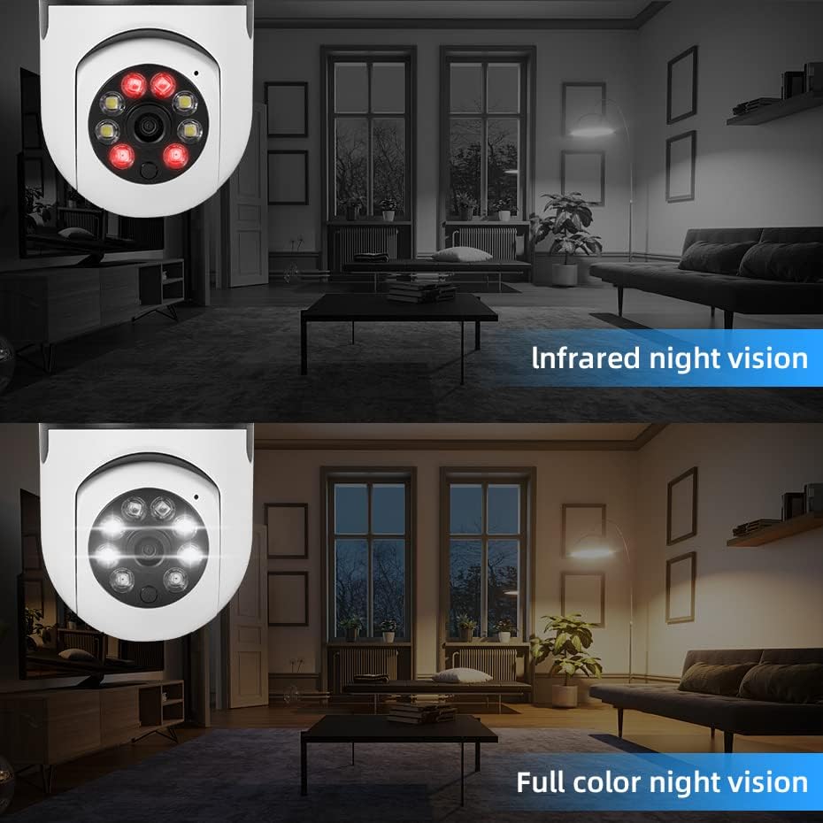 Вентилатор YE 3MP E27 Bulb Camera WiFi Vidoor Video Mude Subreation Home Security Full Color Night Vision Smart Auto Human Trunching