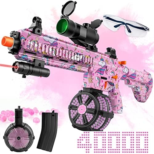 Голем гел распрскувачки пиштол распрскувач за орбез со тапан и очила и 40,000+ гел мониста погодни за игри за забава во задниот двор и на отворено, над 12+, розова