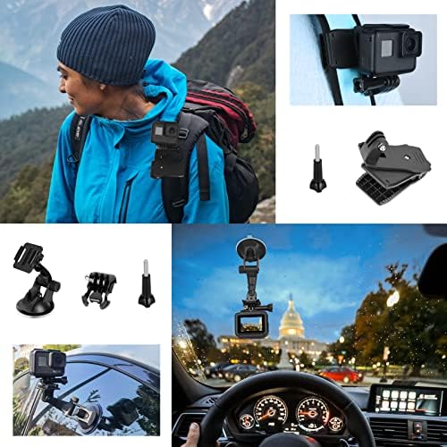 Комплет за додатоци за акција Emart Action For GoPro Hero 11 10 9 8 7 6 5 4 3+, 53 In 1 Go Pro Black Black, Mount Set for Go Pro Fusion