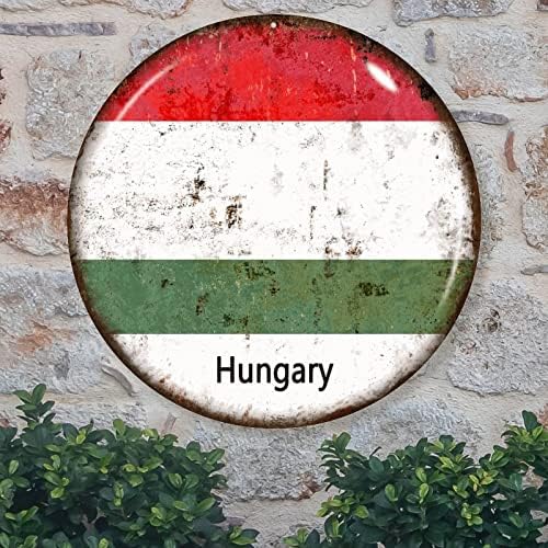Madcolitote Унгарија метал знак Унгарија знак за добредојде на знак за предниот трем Национално знаме персонализирано гроздобер метал wallид знак wallиден wallиден декор, зе?