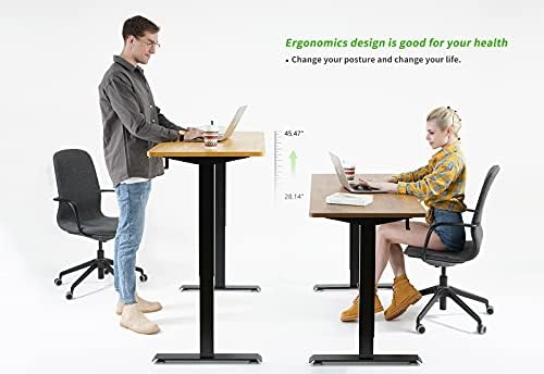 Работна биро за прилагодување на висината на висината на висината на Cranky, 48 x 24 инчи, стојната работна станица за домашна канцеларија со рачка и табла за рачка, црна ?