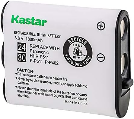 Батерија Kastar HHR-P511 / HHR-P402, Type 24/30 Ni-MH Полнење на безжични телефонски батерии 3.6V 1800mAh, замена за Panasonic HHR-P511,