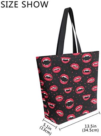 Модни обични торби за намирници за еднократна употреба Беспрекорна шема на Ноќта на вештерките црвени вампирски усни мажи жени рамо