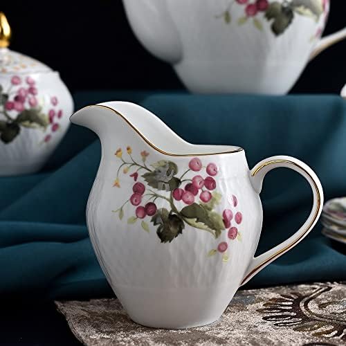 Yaywp 15 парчиња Златен раб за олеснување керамика розова боја цреша кафе сетови со чајник керамички чајник и сет на чаши