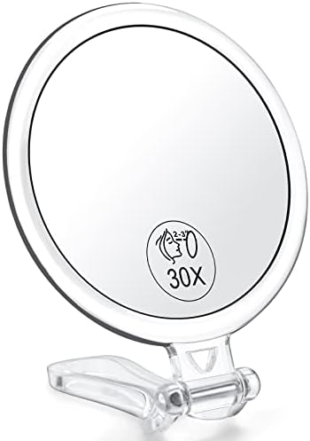 АМИШ 30x Лупа, Рачно Огледало За Патување-2-Странично Рачно Огледало Со Зголемување ОД 1X 30x &засилувач; Прилагодлива Рачка/Држач , Преносливо