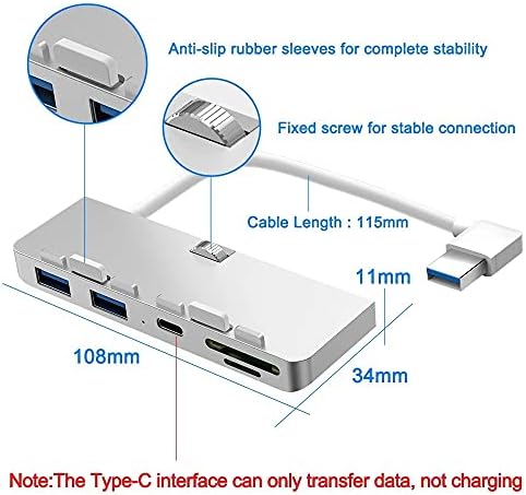 WPYYI Мултифункционален USB Сплитер,АЛУМИНИУМСКА Легура USB 3.0 Центар Адаптер Сплитер со Sd/TF Картичка Читач