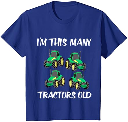 Деца јас сум ова многу Трактори старо Момче 4-Ти Роденден 4 Години Маица