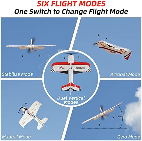 Radiolink A560 PNP RC 3D авион со 6 режими на летање, контролор на летање BYME-A Gyro и Brushless Motor, CM210 2S Lipo Брз полнач, AT9S Pro Transmitter