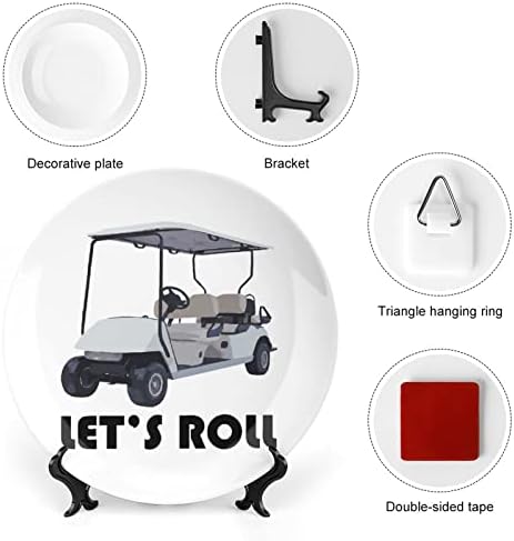 Ајде да превртиме количка за голф керамички декоративни плочи со штанд коска Кина виси украси десертни плочи