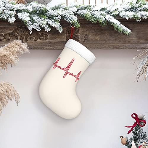 Cutedwarf ekg чукање на срцето Божиќно порибување Божиќни празници за одмор камин виси чорап 18 инчи чорапи