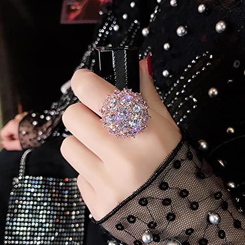 Loveубов свадба бенд жени дијамантски круг супер пенливи цирконија прстен дами накит ангажирани прстени за мажи и женски подароци