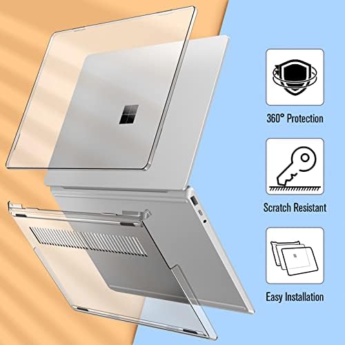 Fintie Case за 12,4 инчи Microsoft Surface Laptop Go 2 / Surface Laptop Go - Заштитна прилеп на капакот на тврда обвивка, кристално