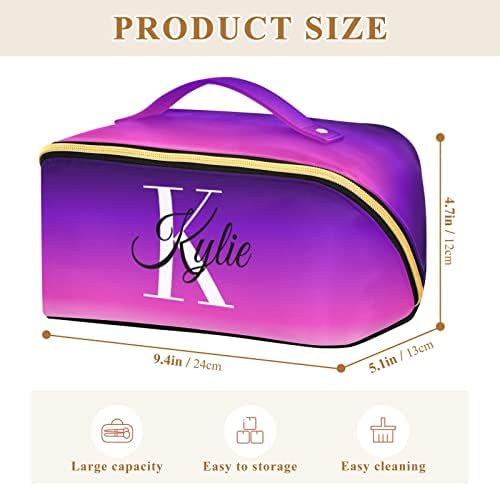 Синестур Пурпурен Градиент Персонализирана Торба За Шминка Прилагодени Козметички Кеси За Жени Патувачки Чанти За Шминка За Жени Организатор На Торби За Шминка Т?