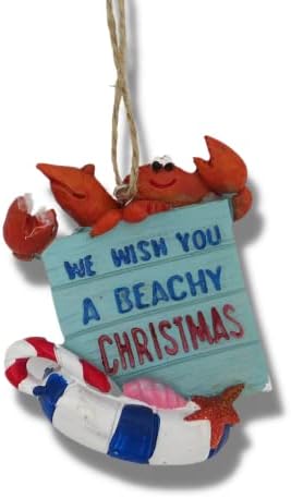 Орнамент на тропска елка, симпатична црвена рак, ви посакуваме плажа Божиќ што виси декорација за венци или дрвја, смола од плажа