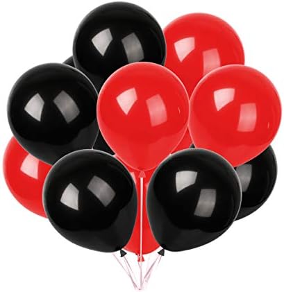 Латекс балони 100 парчиња 12 инчи,Црвени и црни латекс балони