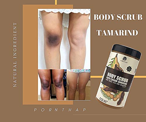 Pornthap Premium Organic Body Scrub Cream Cream Tamarind Formula 550 g. Бисерско тело чистење мешана мртва морска сол и хранливи материи Вклучува,