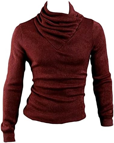 Dgkaxiyahm Машка опуштена тенок тенок фитрлнек пуловер, буги удобно дното на долги ракави врвови цврста боја на џемпери во боја