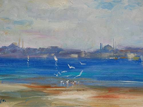 Нино Пипа ликовна уметност наведена уметничка оригинална и уникатна масло на бродот Ориенталистичко сликарство на Истанбул - едриличари и
