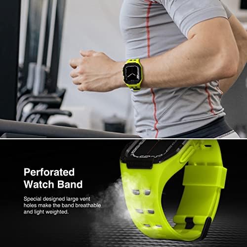Nereides компатибилен со Apple Watch Band 44mm 45mm, Sports TPU каиш со шок -пропуст компјутерски рамка за браник на куќиште за дизајн на iWatch