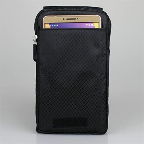KFJBX водоотпорен мобилен телефон најлонски торбичка торбичка торба за половината двојна патент 3 џебната футрола 6,6 инчи